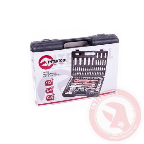 Професійний набір інструментів 1/2 і 1/4 108ед. INTERTOOL ET-6108 - Зображення 4