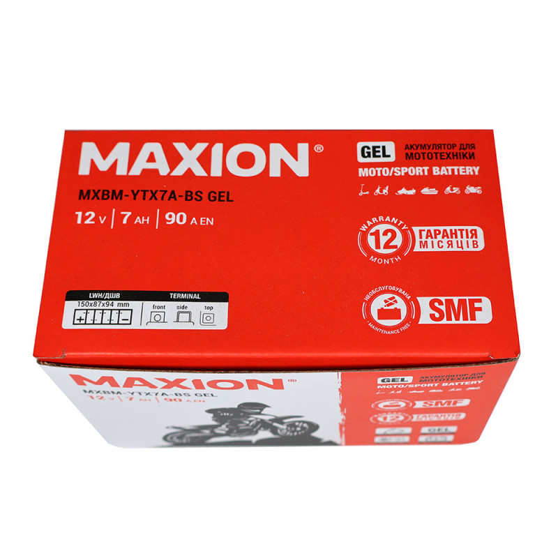 Мото акумулятор MAXION 24MXBM-YTX7A-BS GEL (12V, 7Ah, 90A, +/-) - Зображення 3