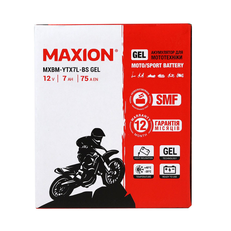Мото акумулятор MAXION 24MXBM-YTX7L-BS GEL (12V, 7Ah, 75A, -/+) - Зображення 2