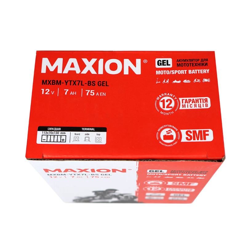 Мото акумулятор MAXION 24MXBM-YTX7L-BS GEL (12V, 7Ah, 75A, -/+) - Зображення 3