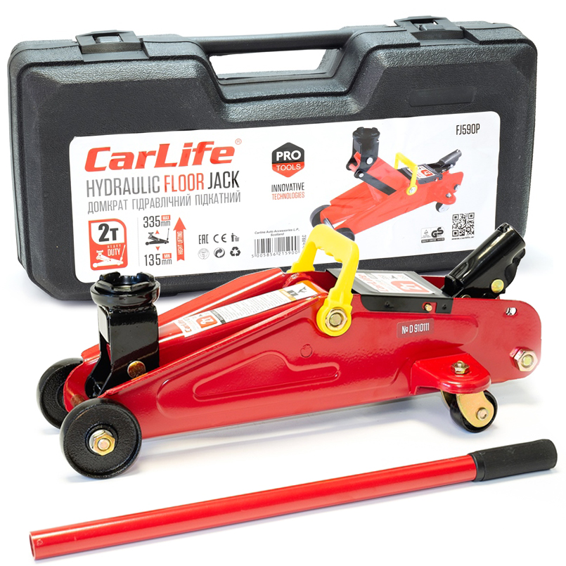 Домкрат підкатний CarLife 2т 135-335мм FJ590P