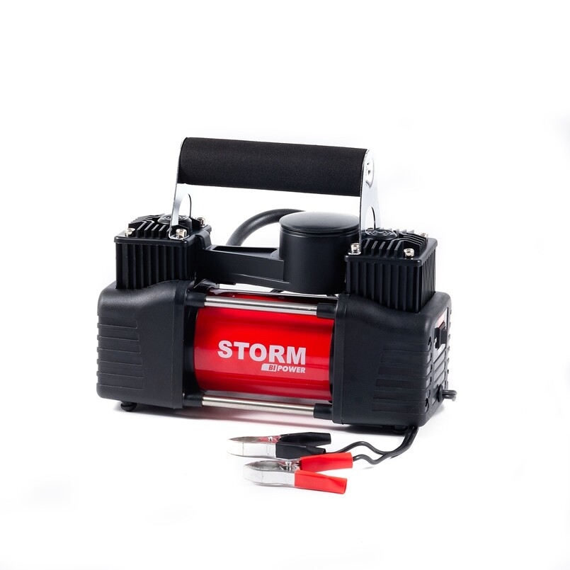 Автокомпресор Storm Bi-Power 2-циліндровий із затискачами АКБ 10 Атм 85 л/хв 360 Вт (20400) - Зображення 3