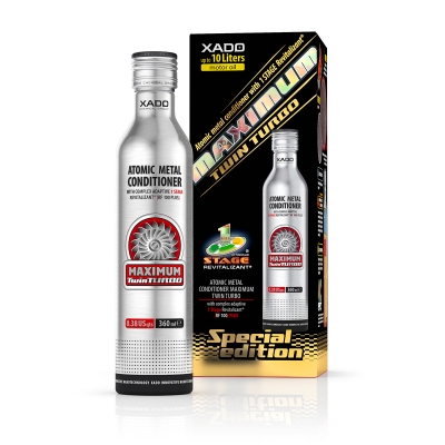 Атомарний кондиціонер металу, для потужных двигунів XADO 1 Stage Maximum Twin Turbo з ревіталізантом