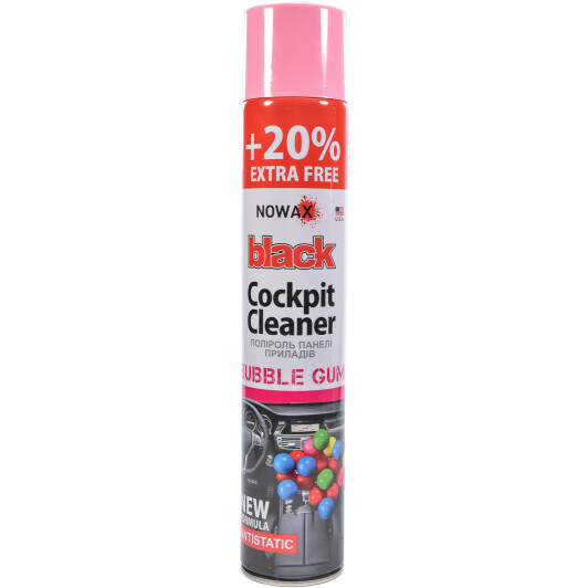 Поліроль панелі приладів NOWAX BLACK Cockpit Cleaner 750ml, бабл гам