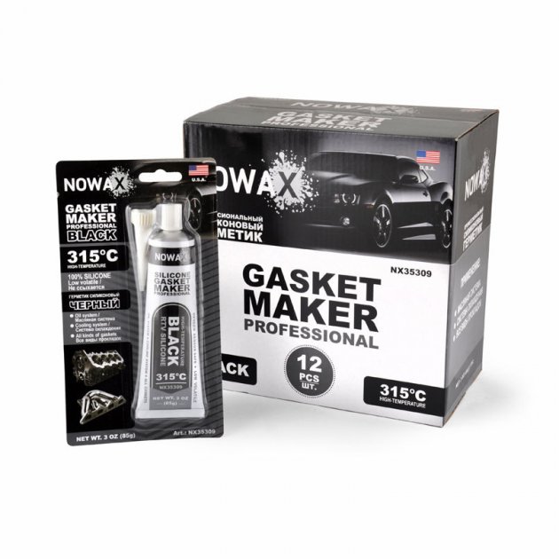 Герметик прокладок високотемпературний NOWAX (NX35309) 85 г (+315°С) Чорний силіконовий
