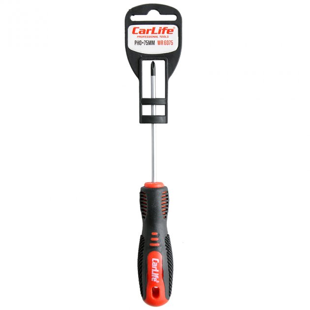Викрутка Carlife WR6075 хрестова PH0x75mm, Cr-V 6150