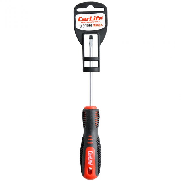 Викрутка Carlife WR6375 шліцева SL3x75mm, Cr-V 6150
