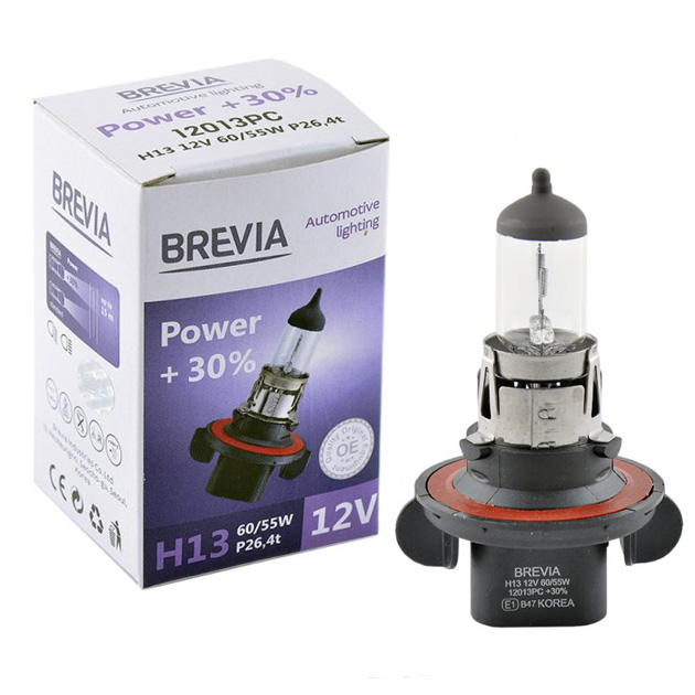 Галогенова лампа Brevia H13 12V 60/55W P26.4t Power +30% 12013PC