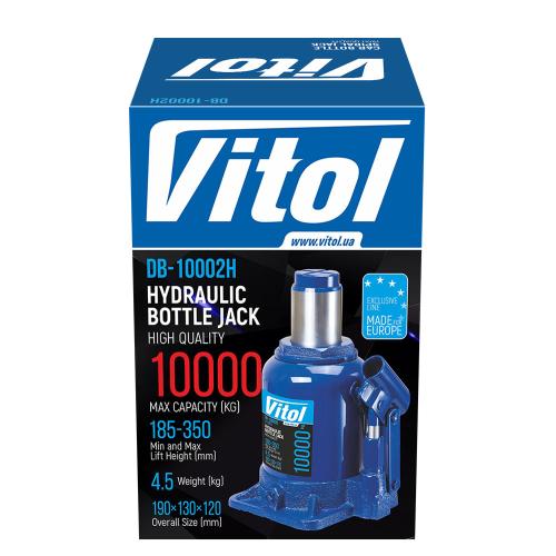 Домкрат гідравлічний пляшковий Vitol 10т 190-350мм (ДБ-10002H) - Зображення 3