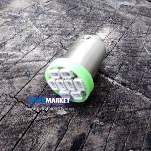 LED лампа T4W 12V 8 кристалів зелена