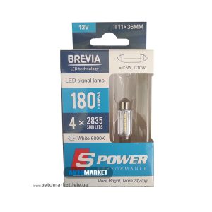 Світлодіодні автомобільні лампи BREVIA S-Power C5W(C10W) T11x36 180 Lm 4x2835SMD 12V CANbus 2шт.