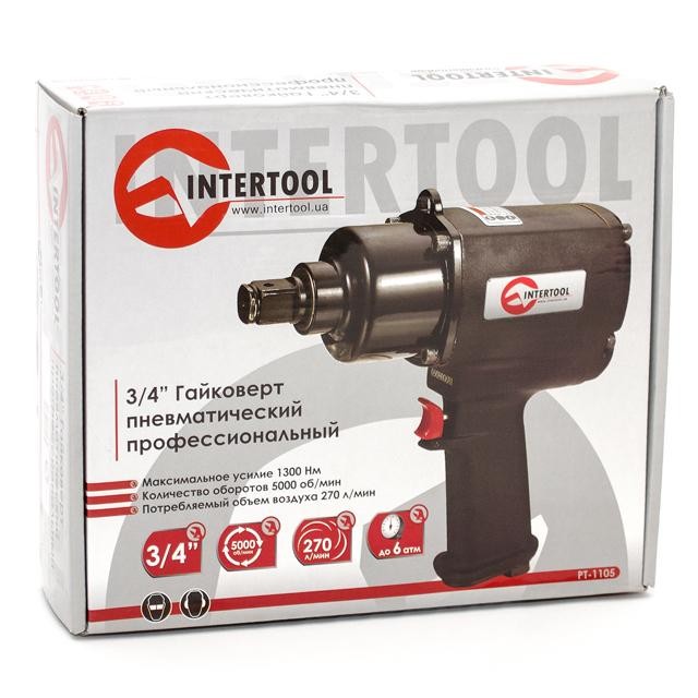 Гайковерт пневматичний, 3/4", 1300 Нм., професійний, 5000 об/хв. INTERTOOL PT-1105 - Зображення 2