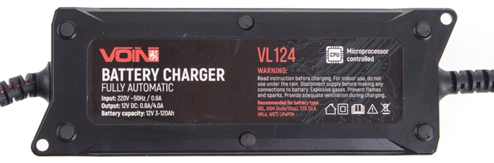 Зарядний пристрій VOIN VL-124 12V/4A/3-120AHR/LCD/Імпульсний (VL-124) - Зображення 3