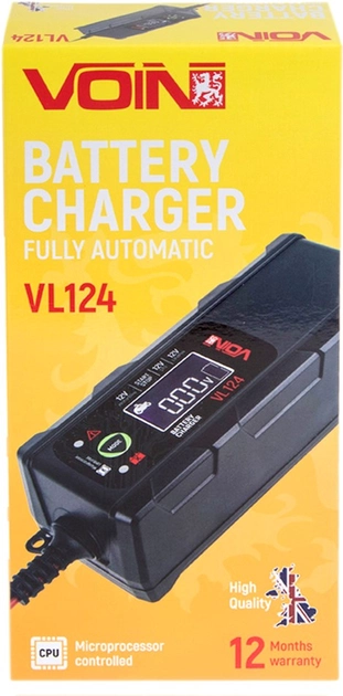 Зарядний пристрій VOIN VL-124 12V/4A/3-120AHR/LCD/Імпульсний (VL-124) - Зображення 4