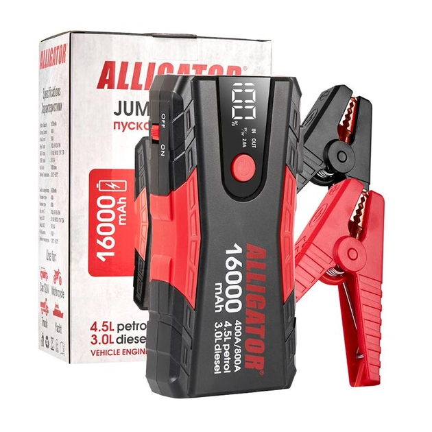 Пусковий пристрій Alligator Jump Starter 400A/800A 16000mAh JS840 - Зображення 6