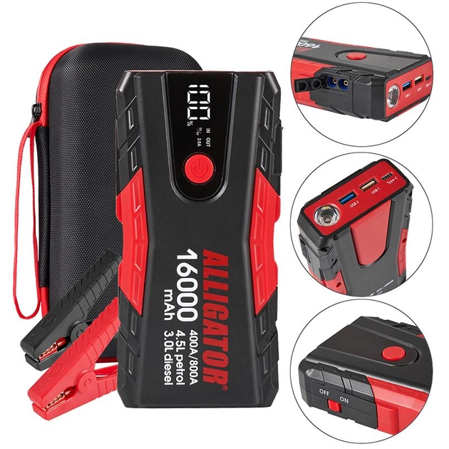 Пусковий пристрій Alligator Jump Starter 400A/800A 16000mAh JS840