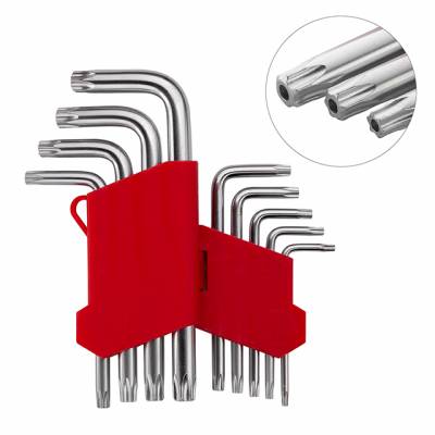 Набір ключів Г-подібних TORX з отвором 9 шт, Т10-Т50, CrV INTERTOOL HT-0604 - Зображення 2