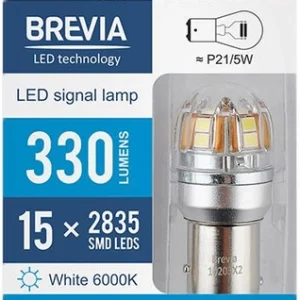 Лампа світлодіодна Brevia S-Power P21/5W 330Lm 15x2835SMD 12/24V CANbus 2 шт. (10203X2)