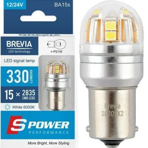 Автолампа Brevia 10201X2 P21W 12/24V BA15s (2шт.)