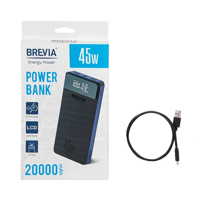 Універсальна мобільна батарея Brevia 20000mAh 45W Li-Pol, LCD