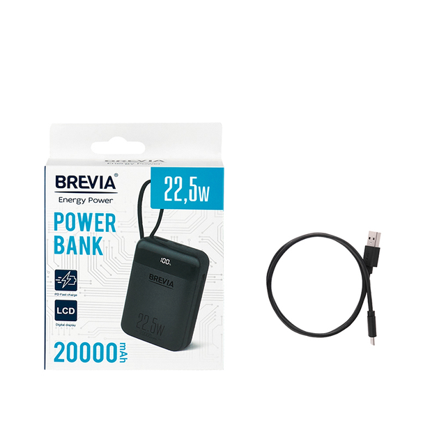 Універсальна мобільна батарея Brevia 20000mAh 22.5W Type-C+Lightning Cable, Li-Pol, LCD - Зображення 9
