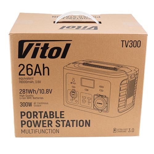 Портативне джерело живлення Vitol TV300, 220В/300Вт/Li-ion NCM 281Вт/год, чистий. сінус (TV300) - Зображення 4