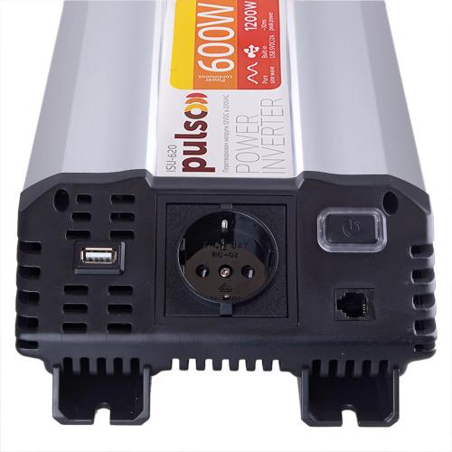 Перетворювач напруги (інвертор) PULSO/ISU- 620/12V-220V/600W/USB-5VDC2.0A/син.хвиля/клеми (ISU-620) - Зображення 4