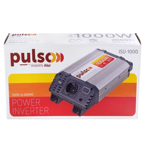 Перетворювач напруги PULSO/ISU-1000/12V-220V/1000W/USB-5VDC2.0A/син.хвиля/клеми (ISU-1000)