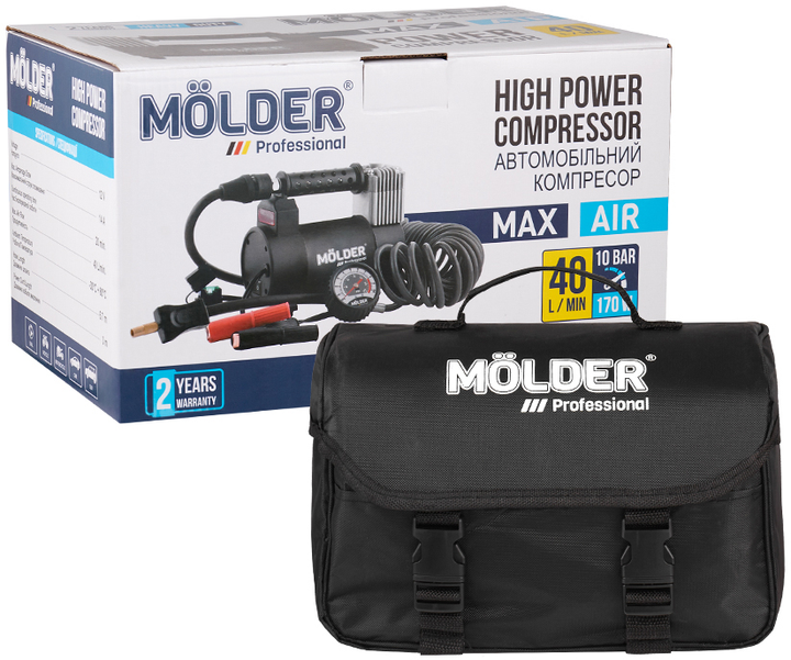 Автомобільний компресор Molder MAX 12 В 170 Вт 10 Атм 40 л/хв (MA25130) - Зображення 7