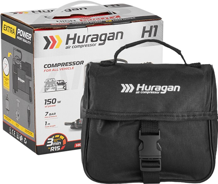 Компресор автомобільний Huragan 12В, 7 Атм, 35 л/хв H0100 - Зображення 6