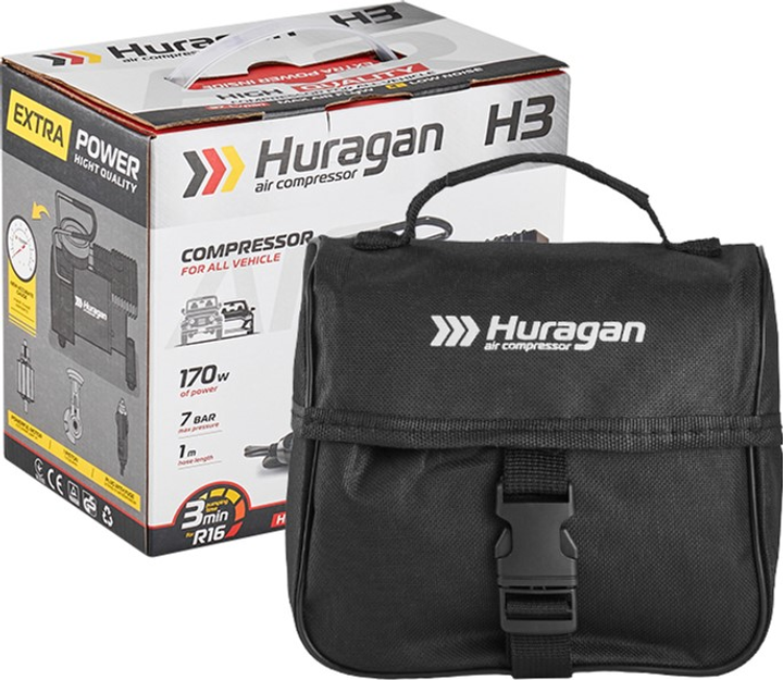 Компресор автомобільний Huragan 12В, 7 Атм, 37 л/хв H0300 - Зображення 7