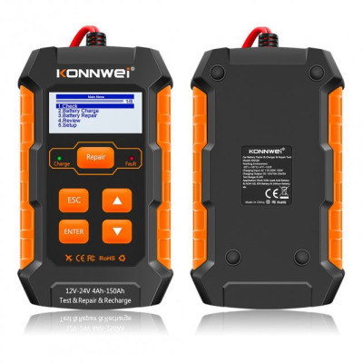 Зарядний пристрій з функцією теcтера акумуляторних батарей Konnwei KW520 (12V 10А / 24V 5А, 4-150Ah) - Зображення 5