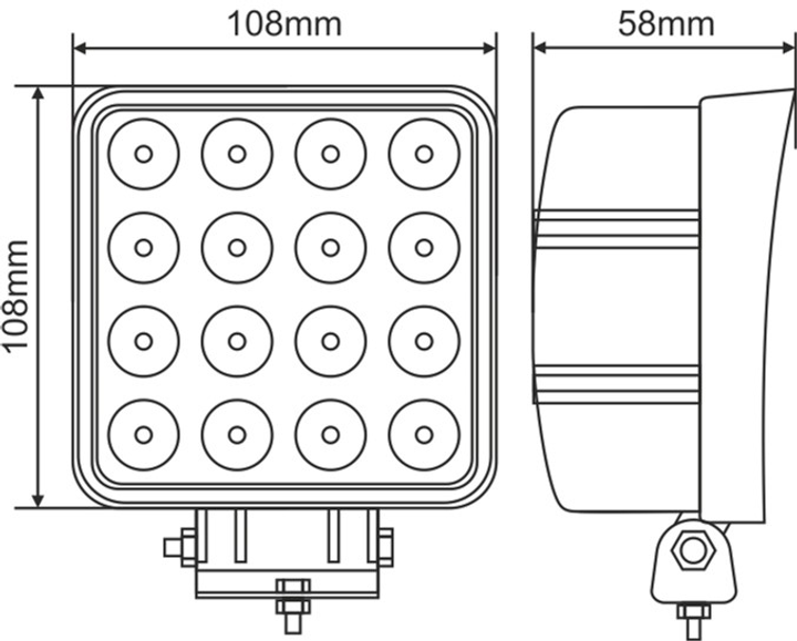 Фара світлодіодна Brevia 10-30V, 48W (16x3W), 3520Lm, EPISTAR WHITE, SPOT 1 шт (10652QSX1) - Зображення 8