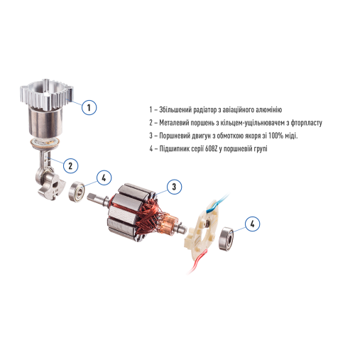 Компресор "ViTOL" K-55 150psi/23Amp /50л/шланг 5,0м/клеми - Зображення 2