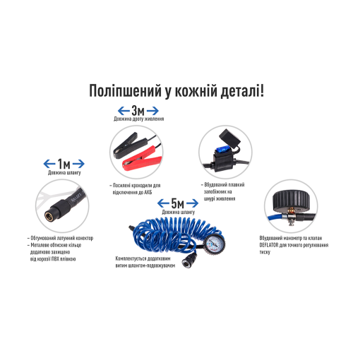 Компресор "ViTOL" K-55 150psi/23Amp /50л/шланг 5,0м/клеми - Зображення 4