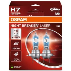 Комплект галогенових ламп Osram 64210NL H7 Night Breaker LASER NG +150% 55W 12V PX26d