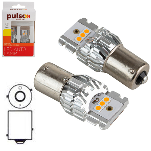 Лампа PULSO/габаритні/LED 1156/BAU15s/6SMD-2835/9-32v/1050lm (для поворотників)