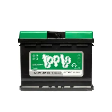 Акумулятор Topla AGM Euro 6СТ- 60Ah Аз 680А (0) (L2) (114060)