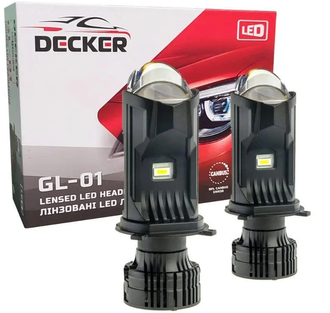 Led світлодіодні міні лінзи Bi-LED DECKER LED GL-01 H4 PRO 6000k 55w 8000Lm 9-32v
