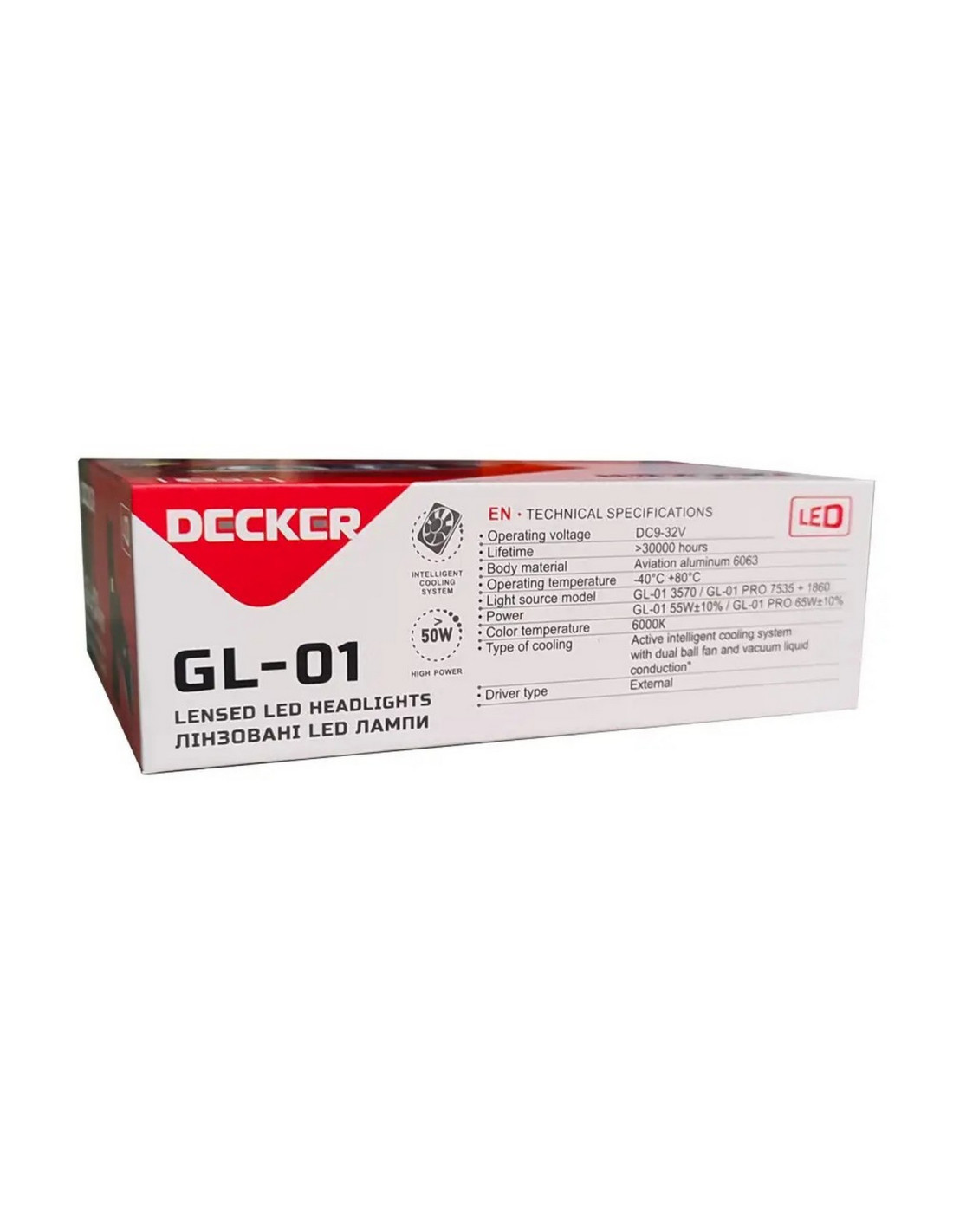 Led світлодіодні міні лінзи Bi-LED DECKER LED GL-01 H4 6000k 55w 8000Lm 9-32v - Зображення 3