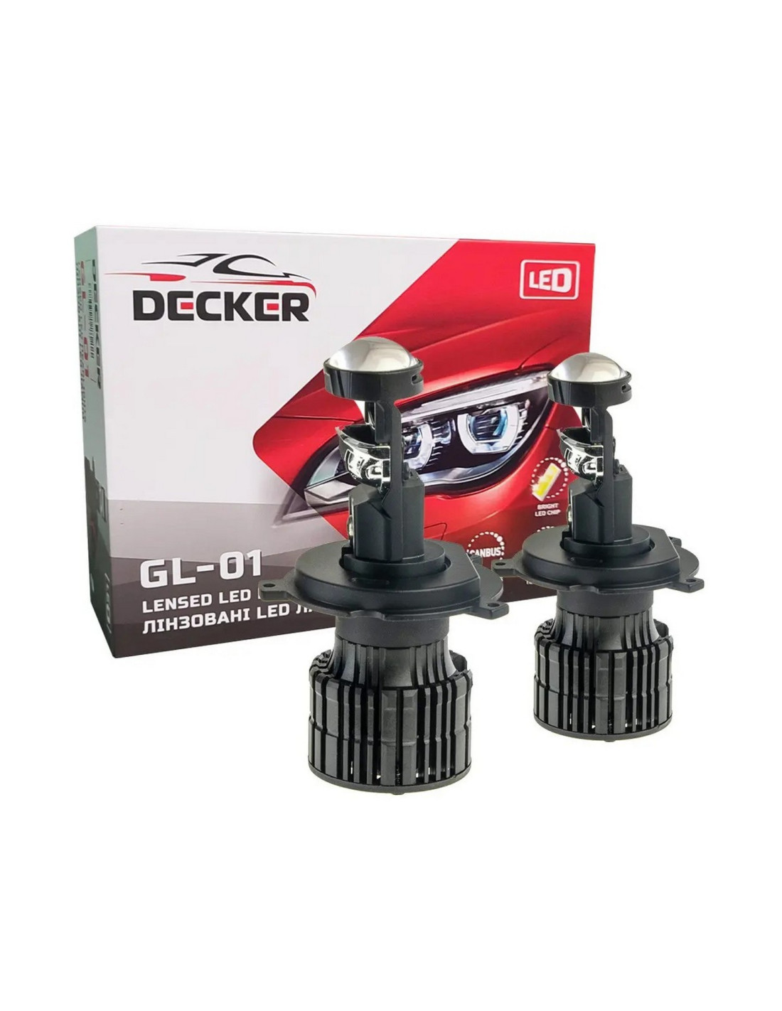 Led світлодіодні міні лінзи Bi-LED DECKER LED GL-01 H4 6000k 55w 8000Lm 9-32v