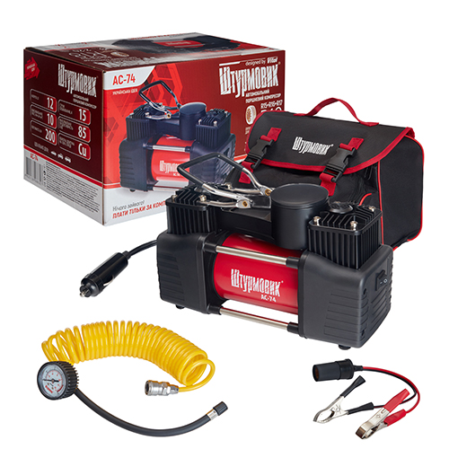 Компресор "Штурмовик" AC-74 150psi/15Amp /85л/2 циліндра /шланг 5,0м