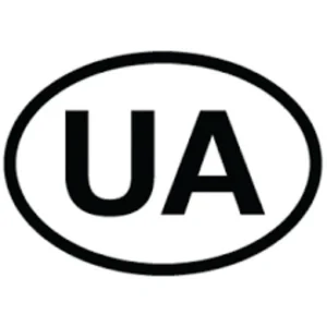 Наклейка інформаційна "UA" 17,5*11,5 овал, СТАНДАРТ (біла)