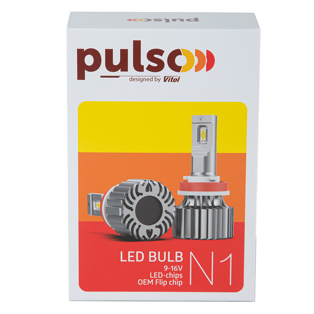 Лампи PULSO N1-H4-H/L/LED-chips OEM PHILIPS Flip chip/9-16V/2*70W/8500Lm/6500K - Зображення 2
